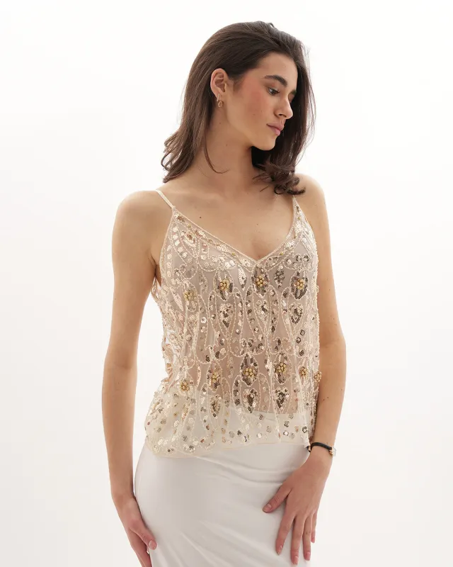 Cristina Embellished Top - Cream sold by Eyisa