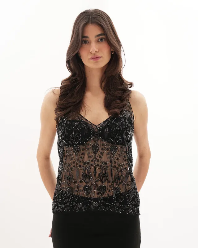 Cristina Embellished Top - Black sold by Eyisa