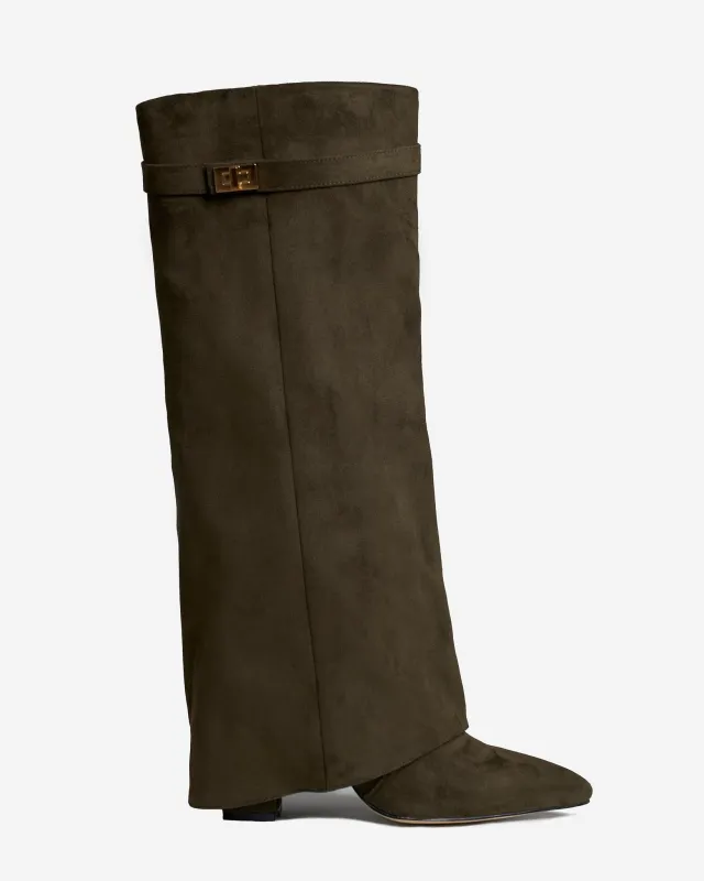 Lavista Suede knee high boots - Olive green sold by Eyisa