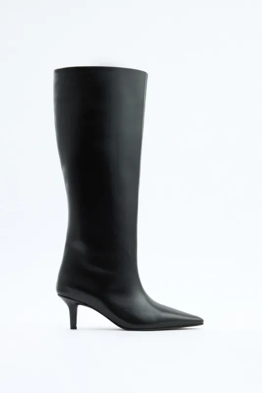 Mona Leather knee high boots - Black made by Eyisa