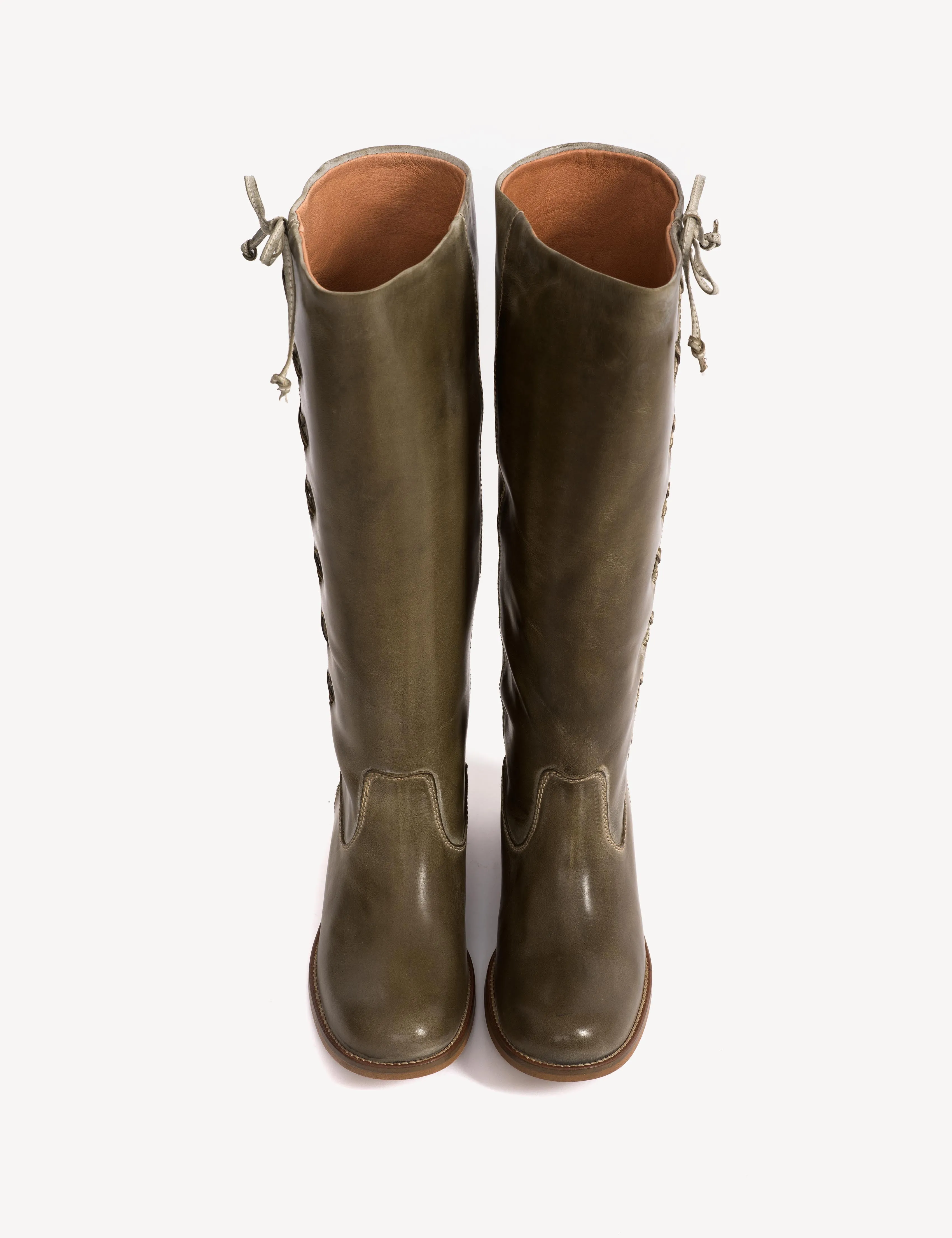 Ann Gaucho Boot With Laces In Army Green Escovado Leather sold by DICO Copenhangen product image thumbnail 4