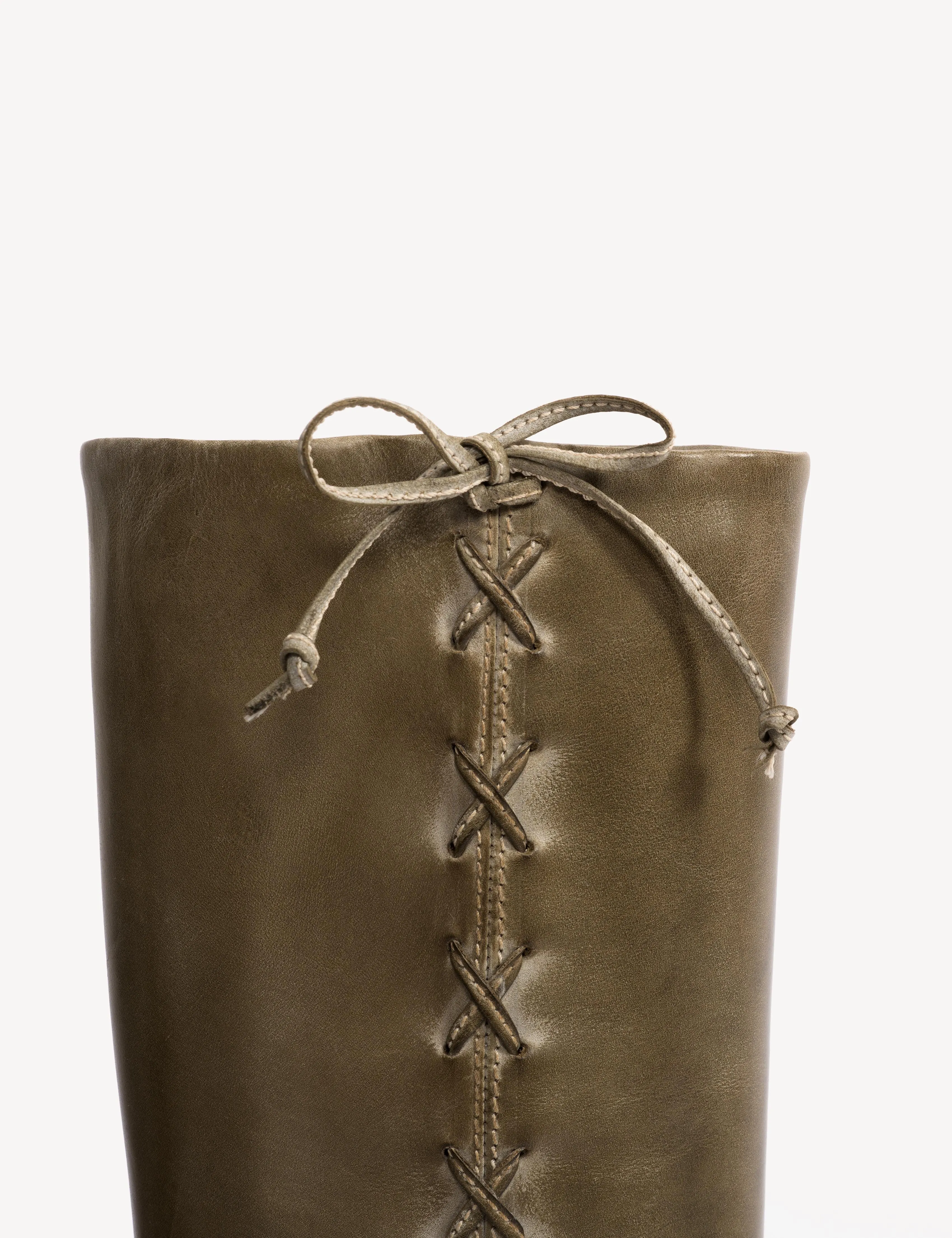 Ann Gaucho Boot With Laces In Army Green Escovado Leather sold by DICO Copenhangen product image thumbnail 5