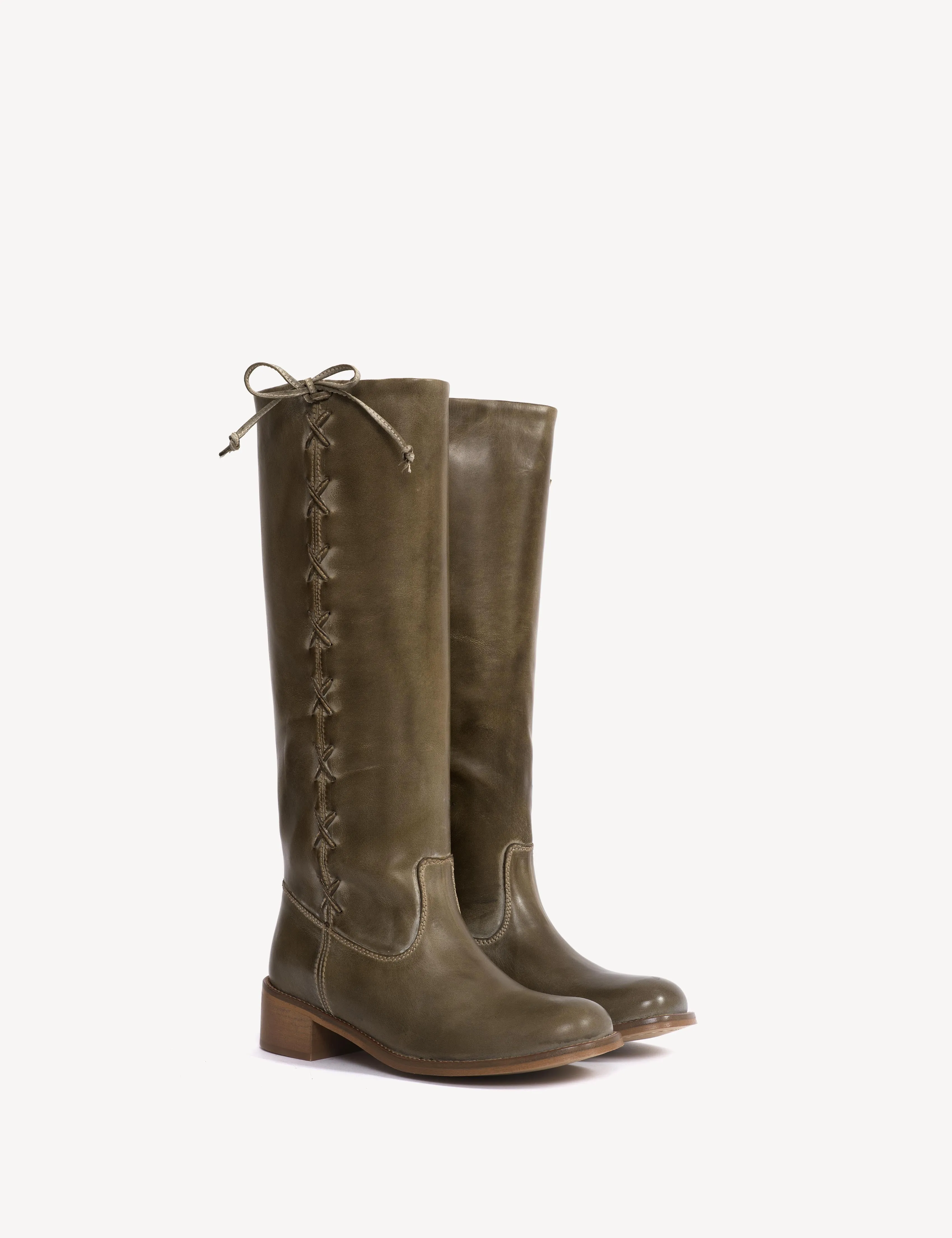 Ann Gaucho Boot With Laces In Army Green Escovado Leather sold by DICO Copenhangen product image thumbnail 2