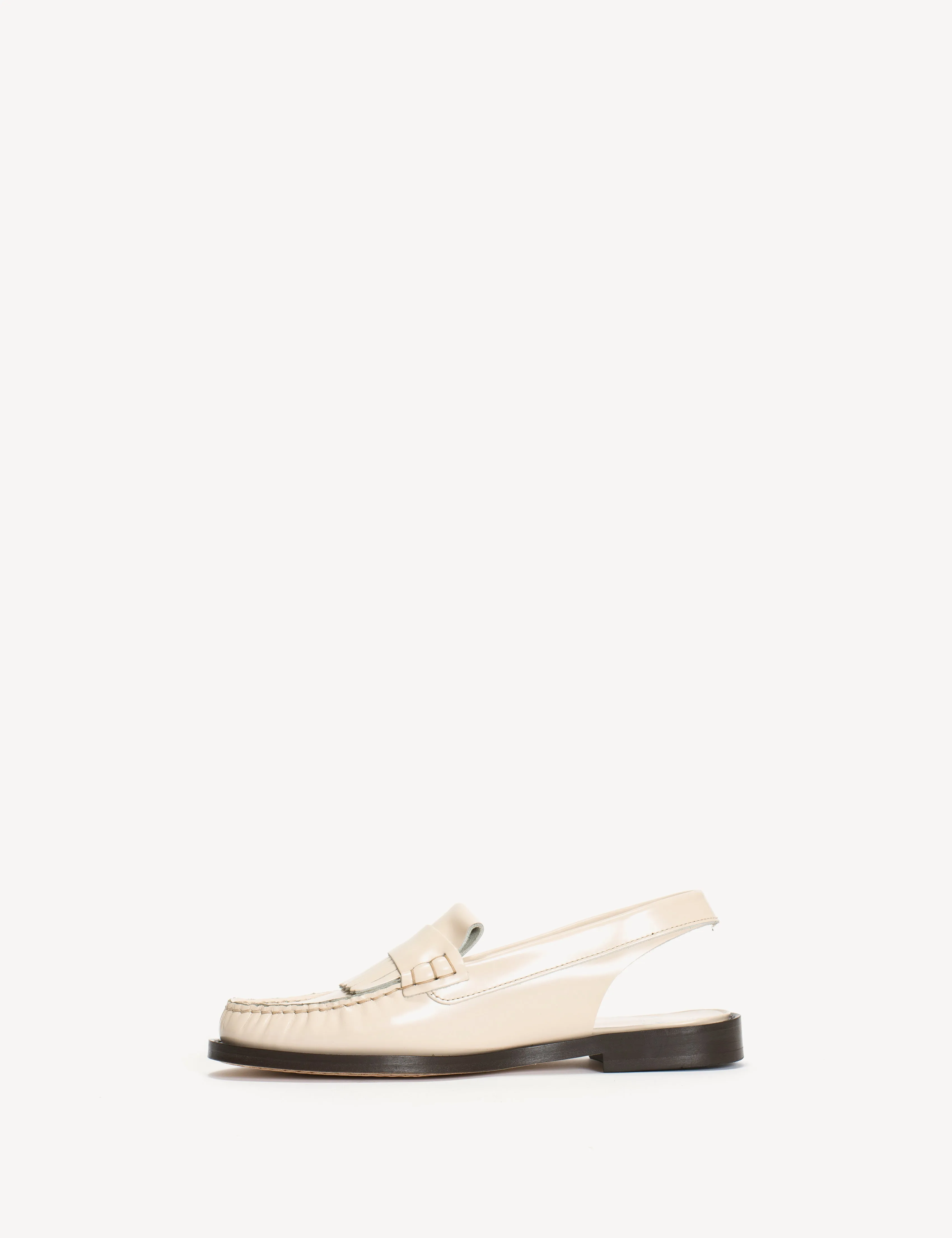 Slingback Moccasin Loafer With Fringes In Bone White Polido Leather sold by DICO Copenhangen product image thumbnail 3