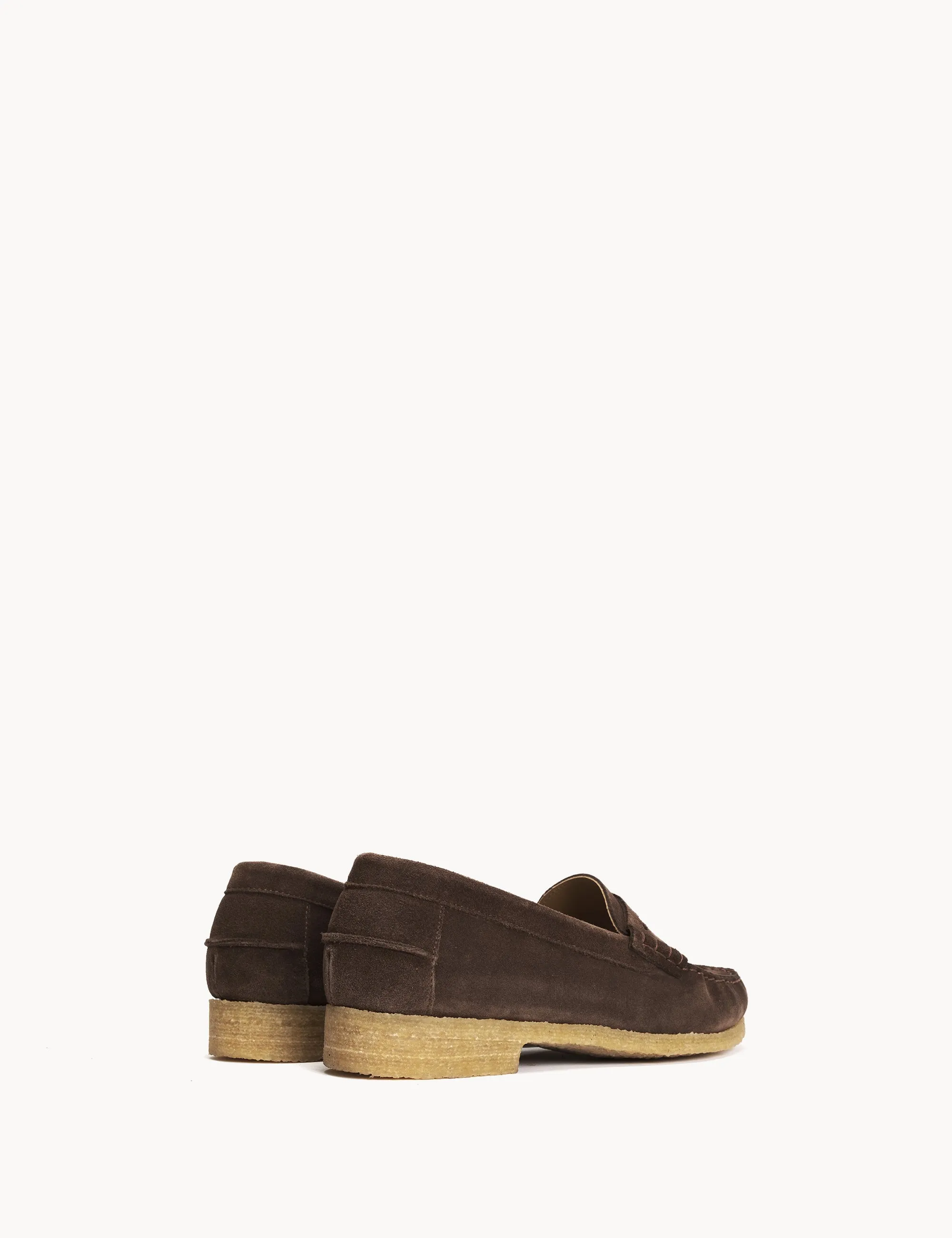 Moccasin Penny Loafer In Sigaro Calf Suede With A Crepe Sole sold by DICO Copenhangen product image thumbnail 3