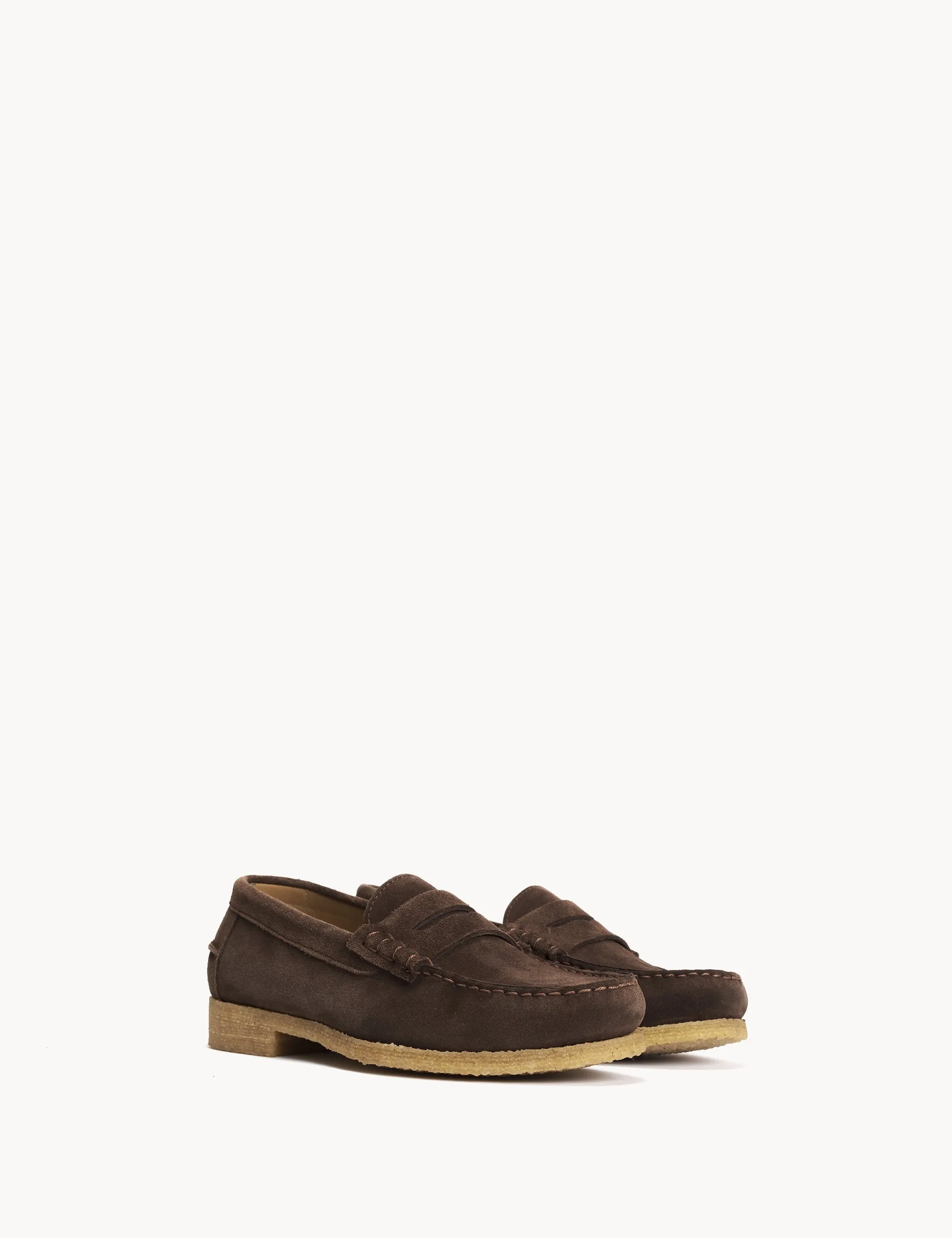 Moccasin Penny Loafer In Sigaro Calf Suede With A Crepe Sole sold by DICO Copenhangen product image thumbnail 2