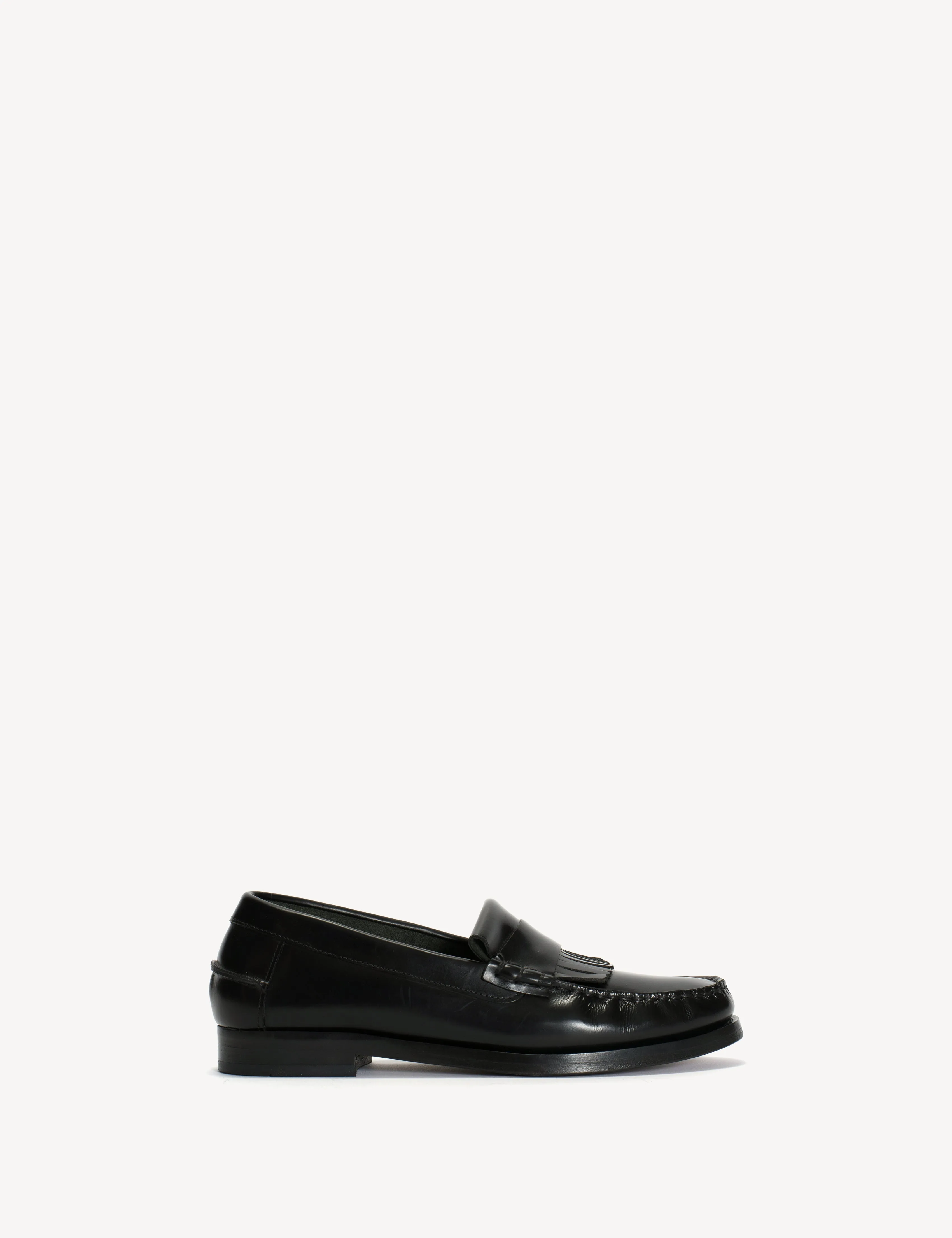 Moccasin Loafer With Fringes In Black Polido Leather sold by DICO Copenhangen