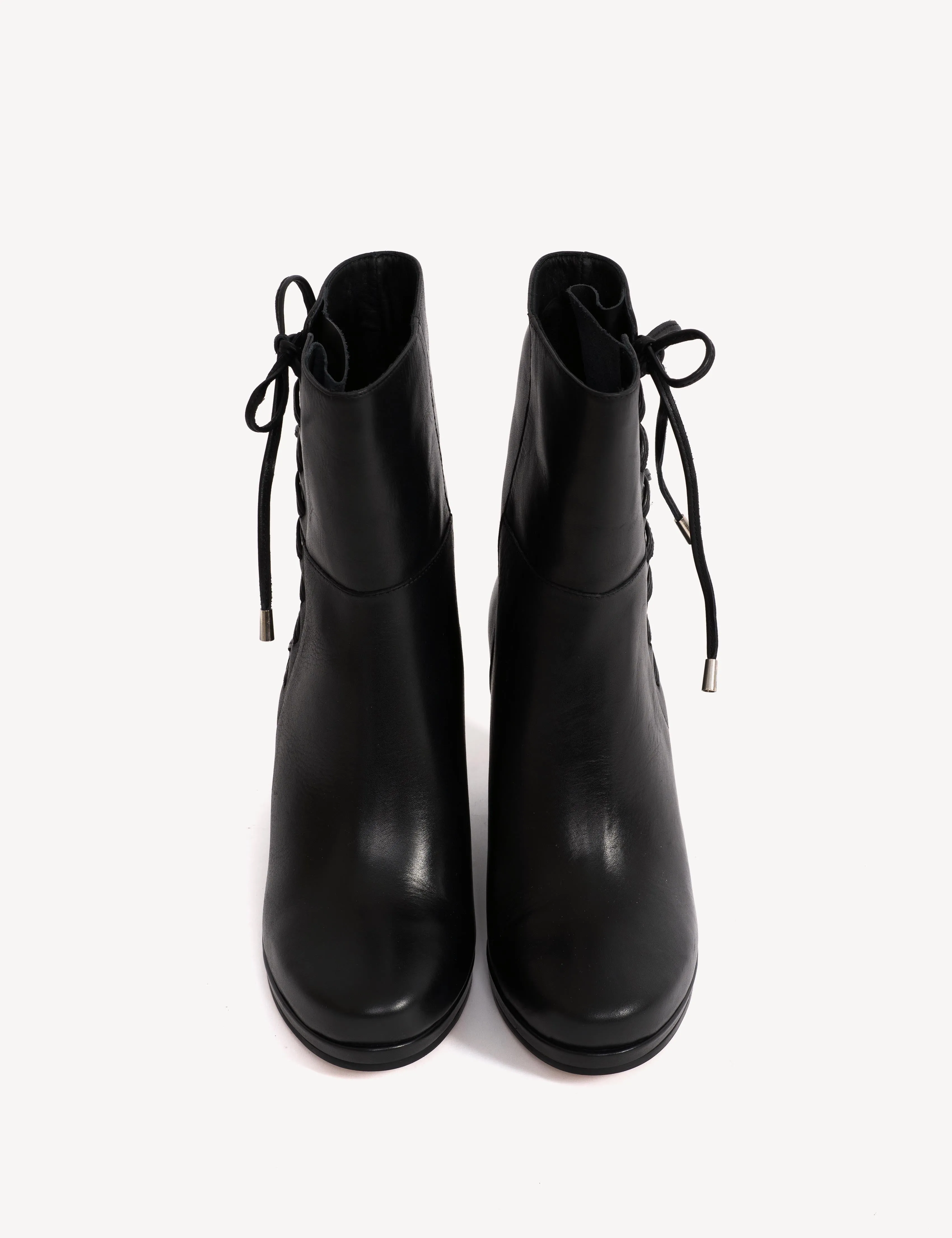 Liv Wedge Ankle Boot With Side Laces In Black Calfskin sold by DICO Copenhangen product image thumbnail 4