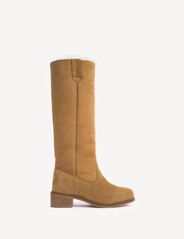 Ann Gaucho Boot In Tan Shearling Fur sold by DICO Copenhangen