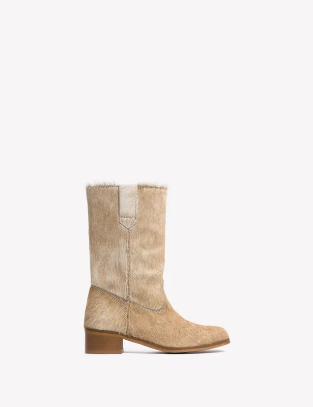 Julia Gaucho Boot In Beige Shades Cow Fur sold by DICO Copenhangen