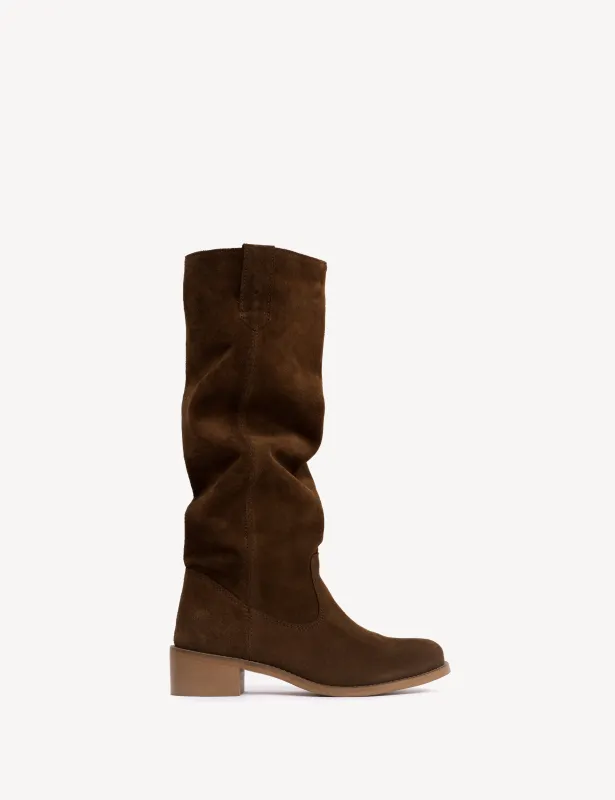 Ann Gaucho Boot In Dark Brown Calf Suede sold by DICO Copenhangen