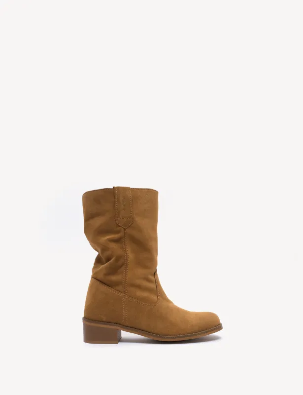 Julia Gaucho Boot In Dark Tan Calf Suede sold by DICO Copenhangen
