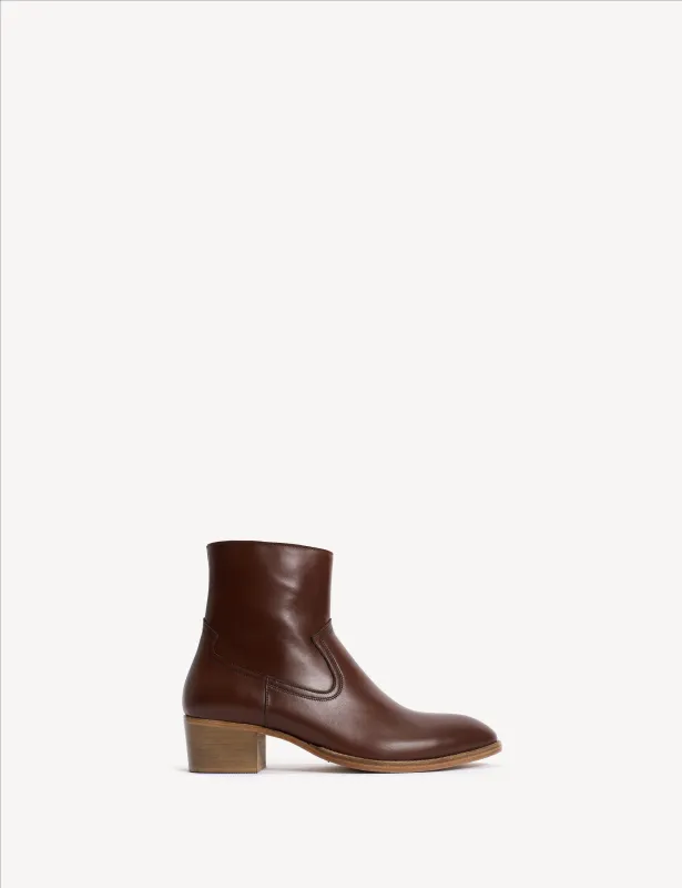 Dunn Zip Boot In Cognac Calfskin made by DICO Copenhangen