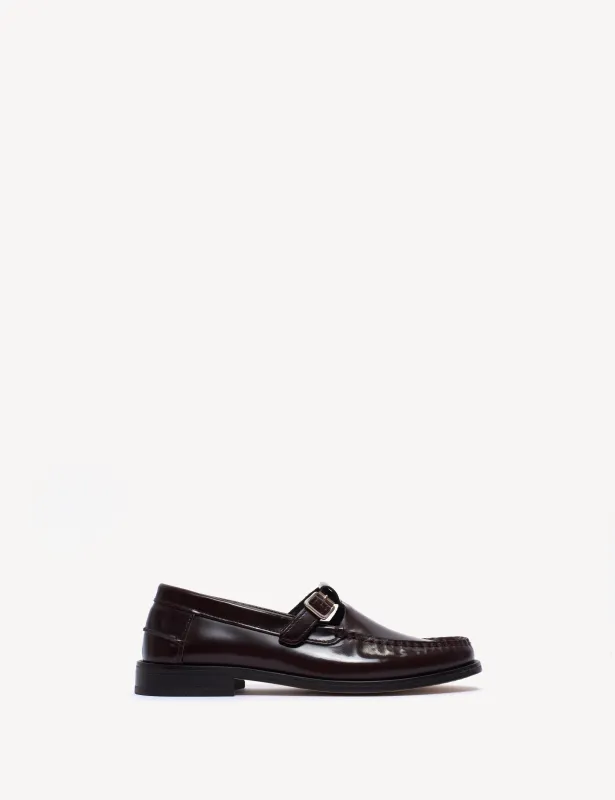 Moccasin T-Bar Loafer In Bordeaux Polido Leather sold by DICO Copenhangen