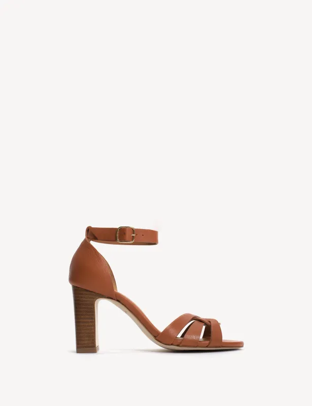 Sasha High Sandal In Dark tan Calfskin sold by DICO Copenhangen