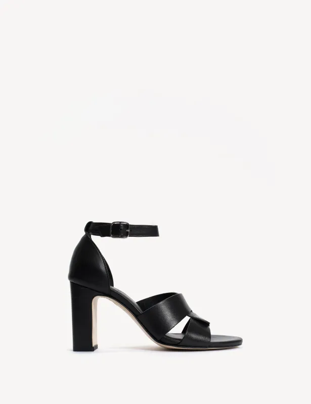 Lulu High Sandal In Black Calfskin made by DICO Copenhangen