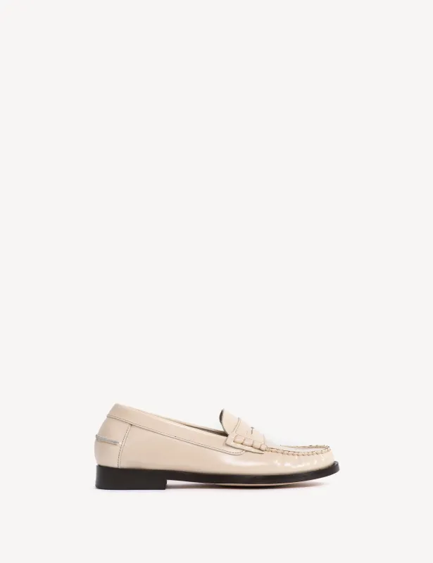 Moccasin Penny Loafer In Bone White Polido Leather sold by DICO Copenhangen