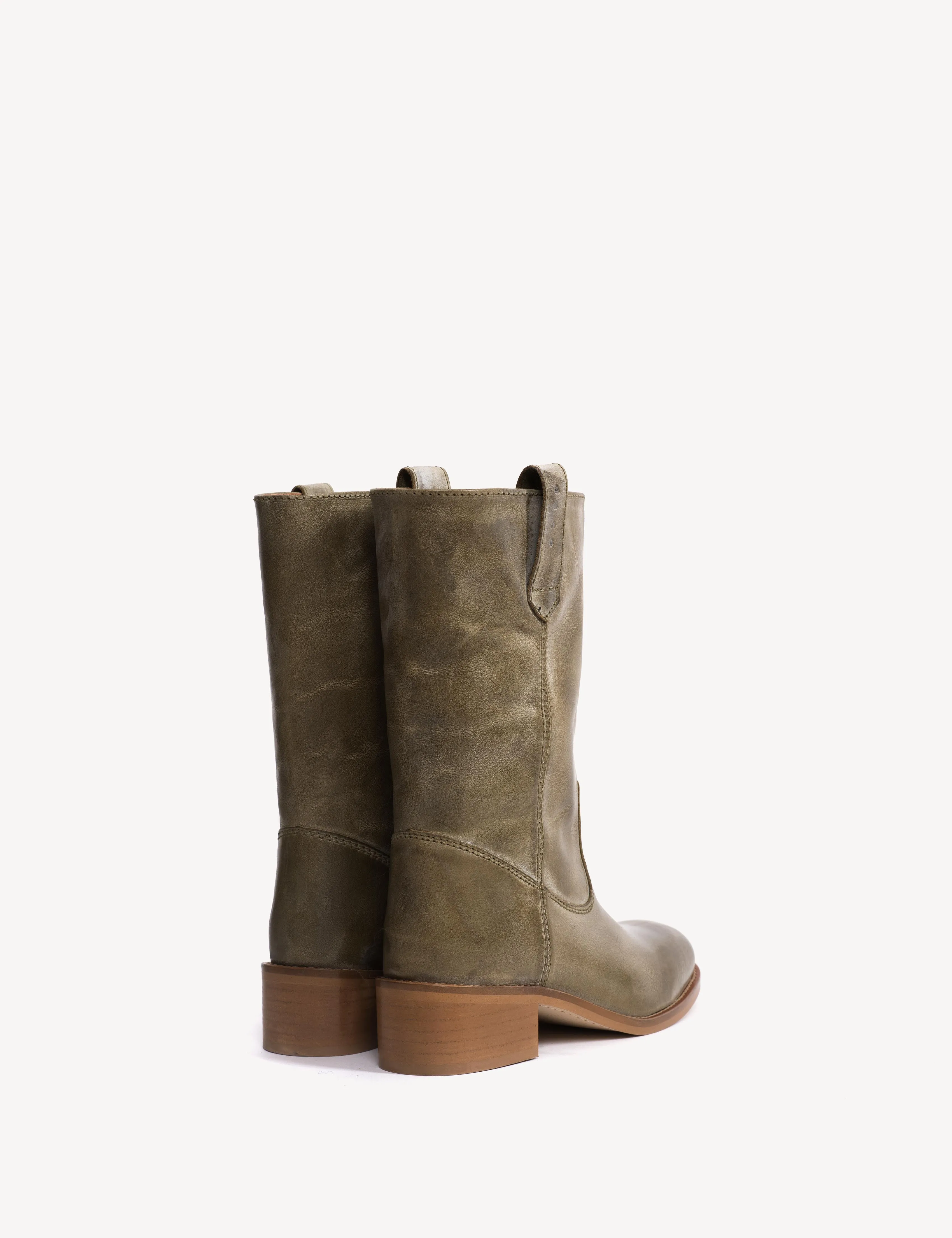 Julia Gaucho Boot In Olive Green Escovado Leather sold by DICO Copenhangen product image thumbnail 3