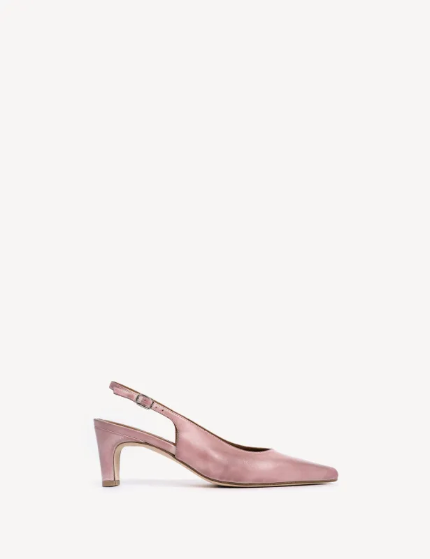 Liz Slingback Pump In Pink Escovado Leather made by DICO Copenhangen