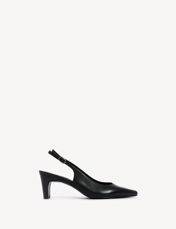 Liz Slingback Pump In Black Calfskin made by DICO Copenhangen