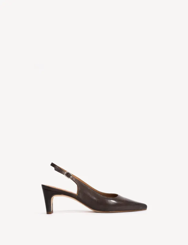 Liz Slingback Pump In Dark Brown Escovado Leather sold by DICO Copenhangen