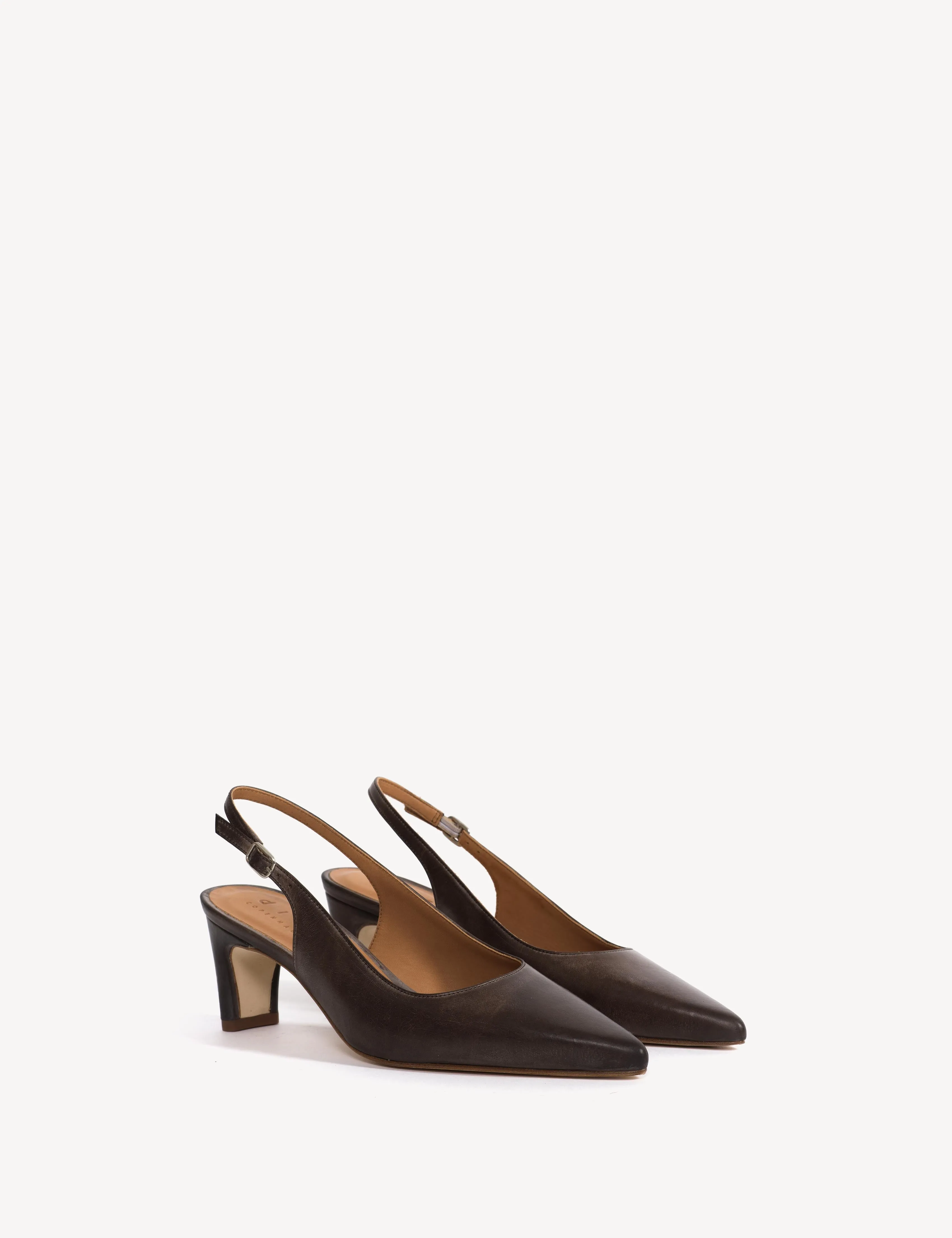 Liz Slingback Pump In Dark Brown Escovado Leather sold by DICO Copenhangen product image thumbnail 2