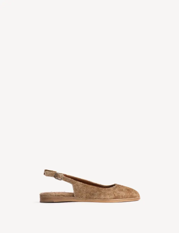 Moa Slingback Flats In Beige Shades Cow Fur made by DICO Copenhangen