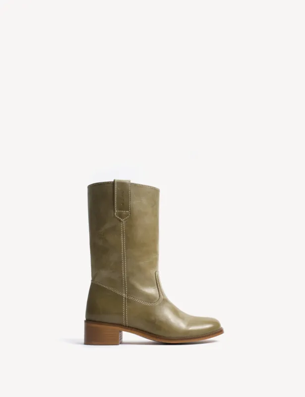 Julia Gaucho Boot In Green Escovado Leather sold by DICO Copenhangen
