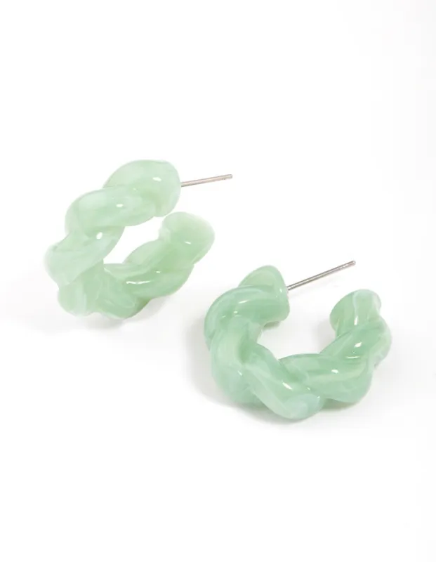 Teal Acrylic Twisted Rope Hoop Earrings sold by lovisa