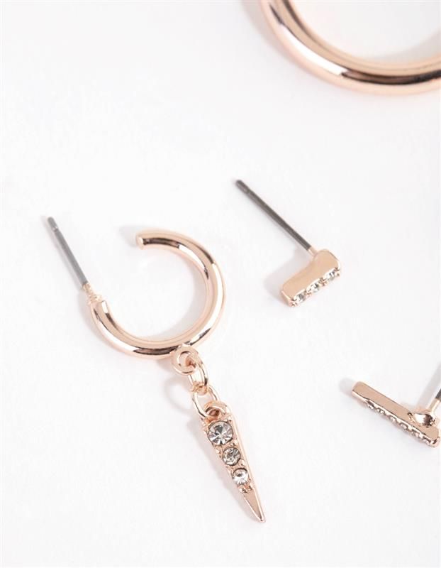Rose Gold Hoop & Diamante Earring Pack sold by lovisa product image thumbnail 2