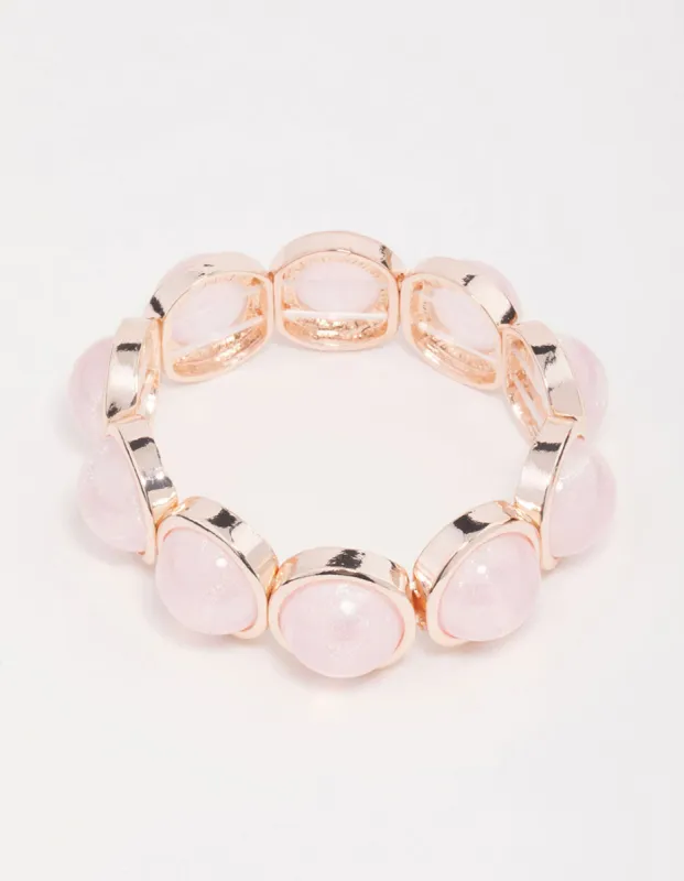 Rose Gold Pink Stone Stretch Bracelet sold by lovisa