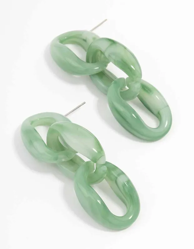 Green Chunky Chain Link Drop Earrings sold by lovisa