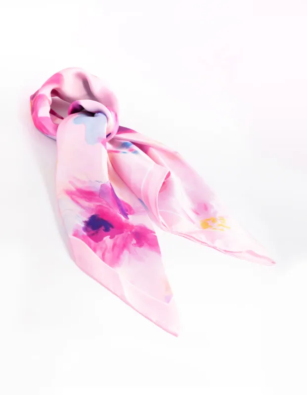 Fabric Pink Watercolour Print Scarf sold by lovisa