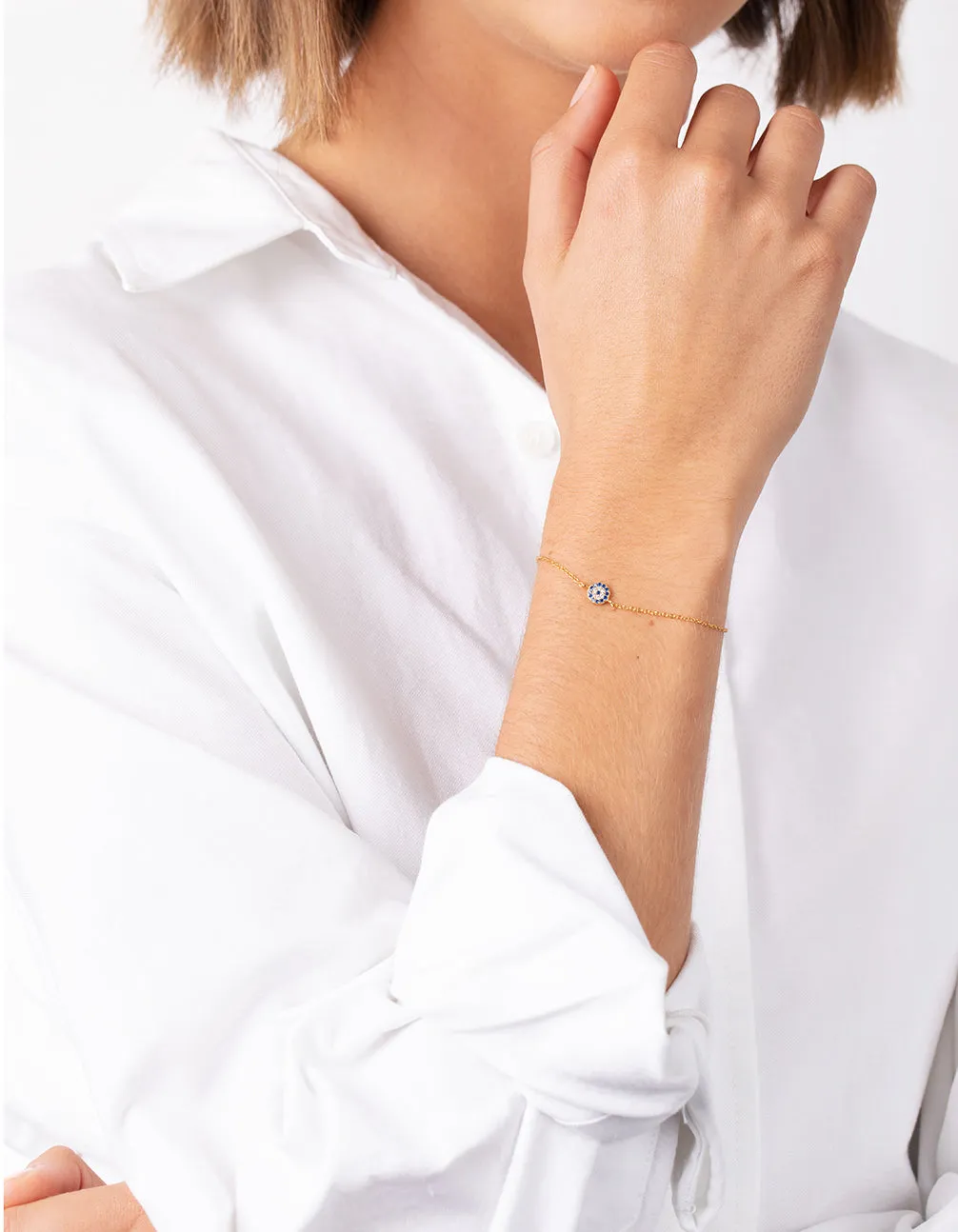 Gold Plated Sterling Silver Evil Eye Disc Bracelet sold by lovisa product image thumbnail 5