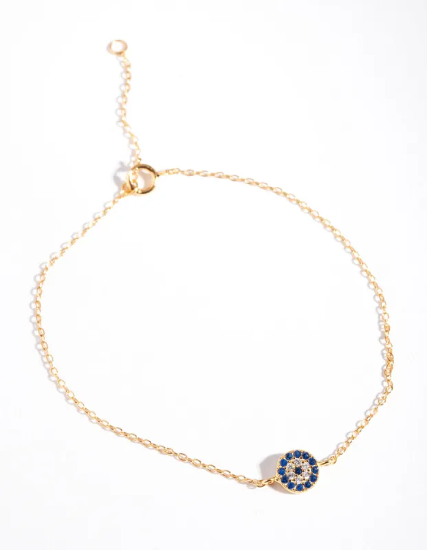 Gold Plated Sterling Silver Evil Eye Disc Bracelet sold by lovisa