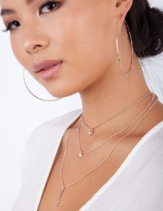 ROSEGOLD DIAMANTE PENDANT & BAR LAYERED CHOKER TRIO sold by lovisa