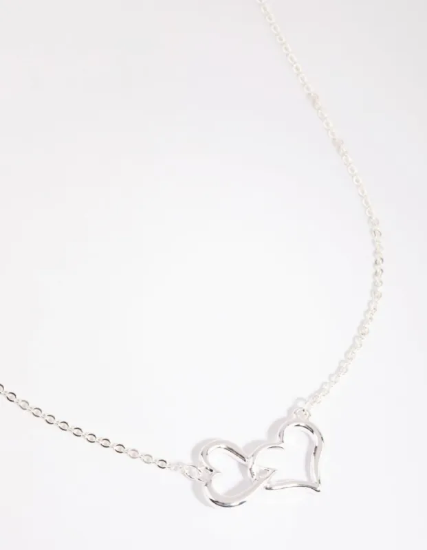 Silver Interlocked Hearts Necklace sold by lovisa
