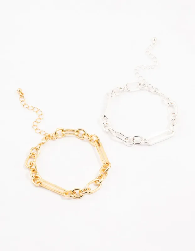 Mixed Metals Chain Bracelets 2-Pack sold by lovisa