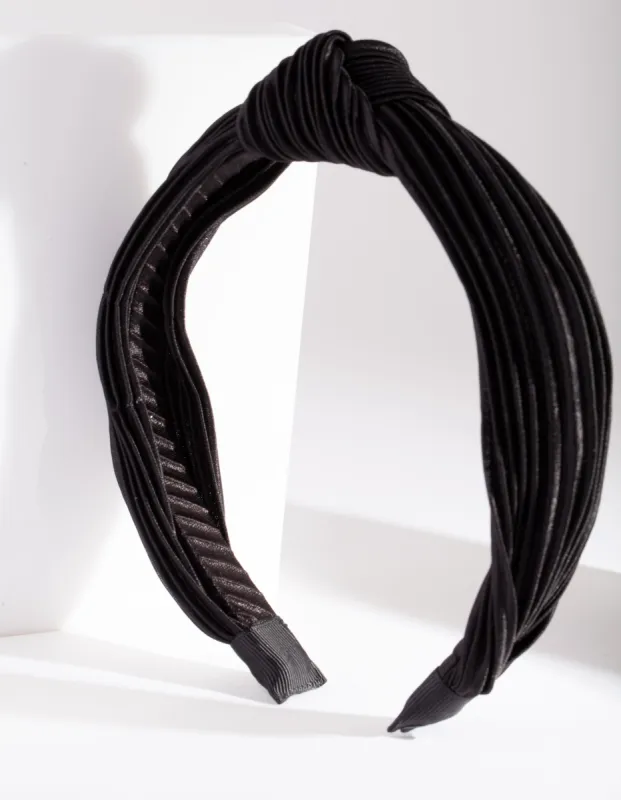 Black Pleated Turban Headband sold by lovisa