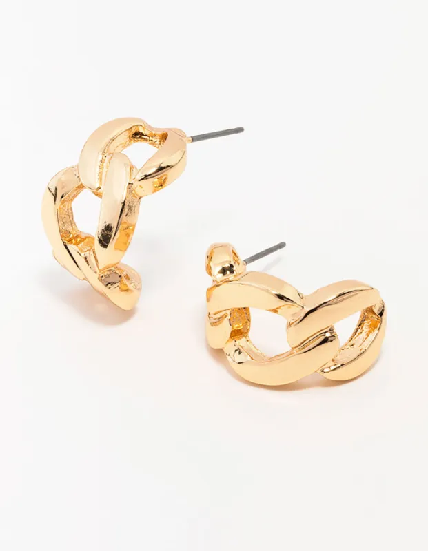 Gold Cuban Link Hoop Earrings sold by lovisa