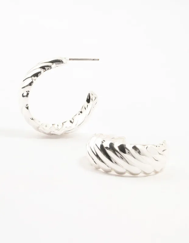 Silver Teardrop Croissant Hoop Earrings sold by lovisa