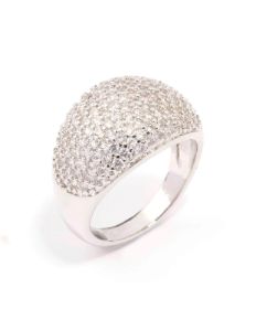 Rhodium Cubic Zirconia Pave Dome Ring sold by lovisa