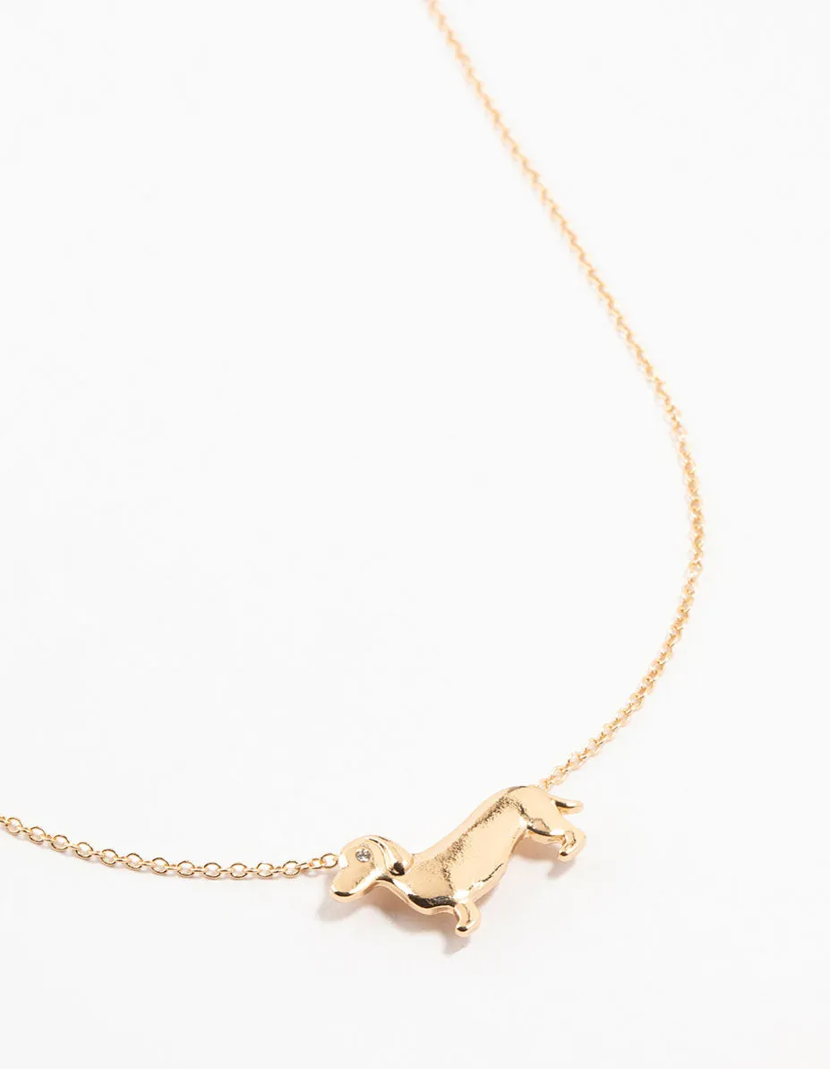 Gold Diamante Dachshund Necklace sold by lovisa