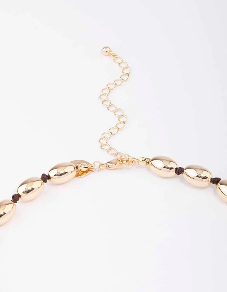 Gold Oval Bead Graduating Cord Necklace sold by lovisa product image thumbnail 3