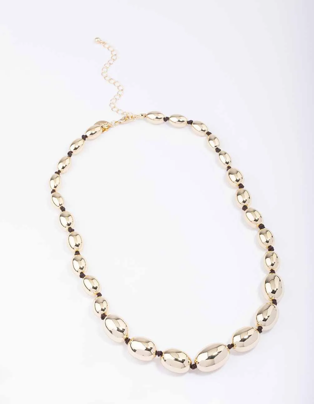 Gold Oval Bead Graduating Cord Necklace sold by lovisa product image thumbnail 2