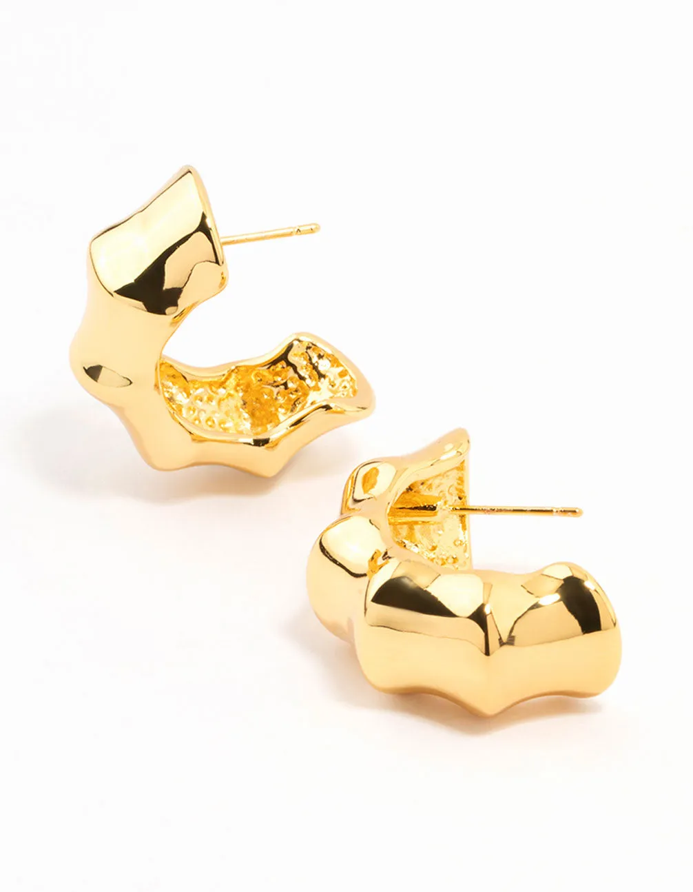 Waterproof Gold Plated Stainless Steel Bamboo Hoop Earrings sold by lovisa