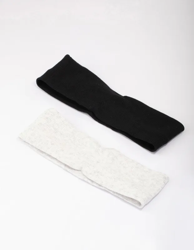 Black & Grey Ribbed Fabric Headband Pack sold by lovisa