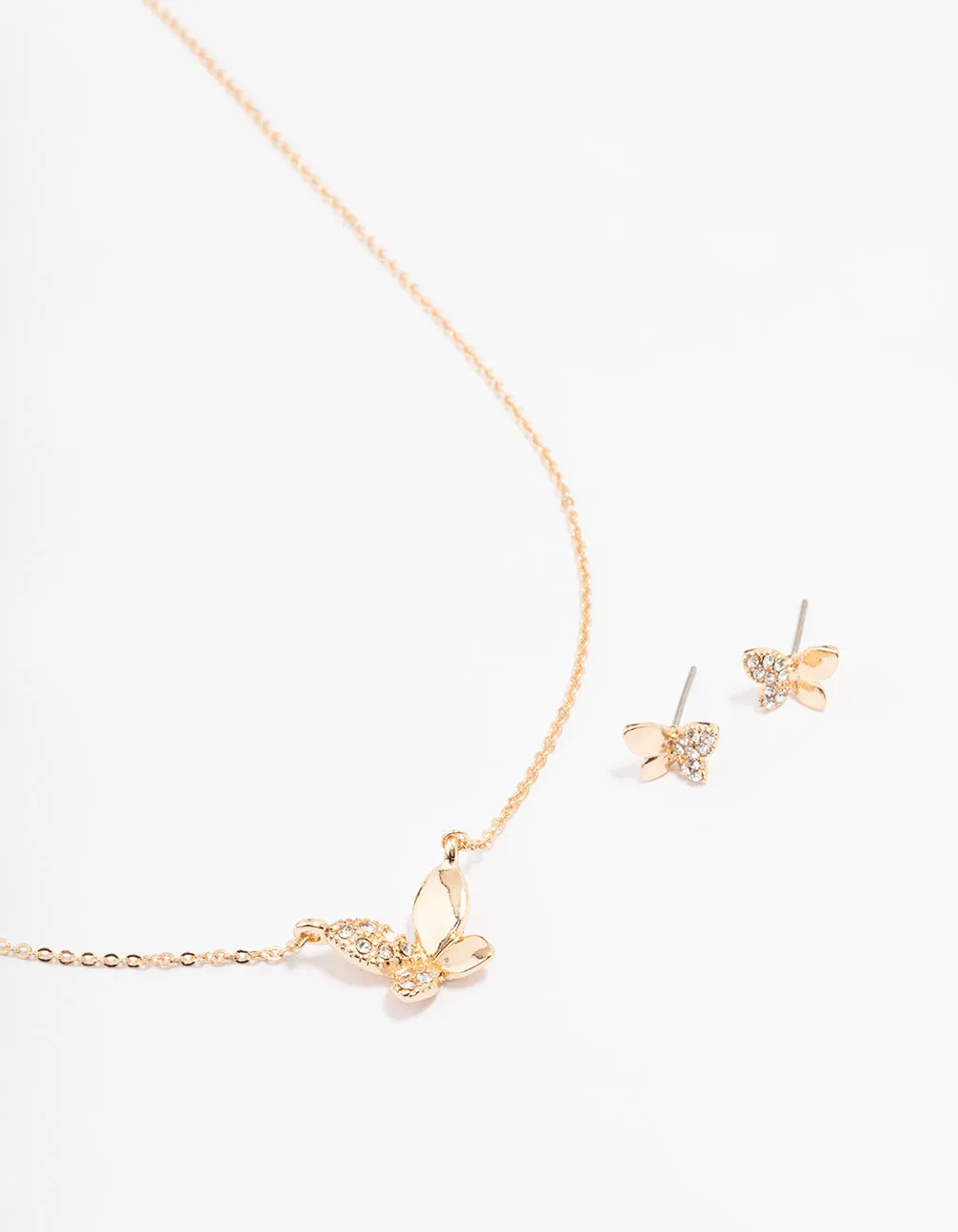 Gold Butterfly Diamante Jewellery Set sold by lovisa