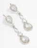Silver Cubic Zirconia Pear Halo Drop Earrings sold by lovisa