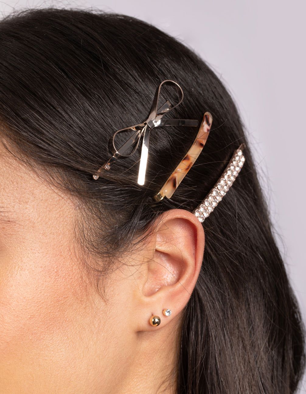 Rose Gold Diamante Bow Hair Clip 5-Pack sold by lovisa product image thumbnail 2